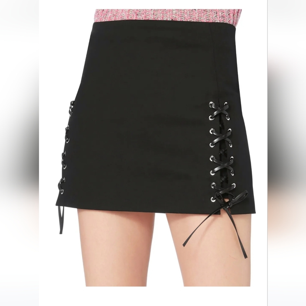 Helmut Lang Black Lace-Up Detail Mini Skirt